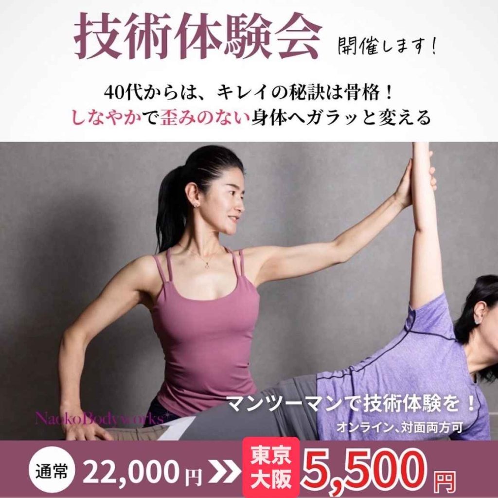 技術体験会：骨格からキレイに歪みを改善！ 人の身体もキレイにできる